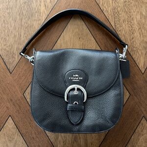 Coach Kleo 23 Shoulder Crossbody Bag Black Pebbled Leather